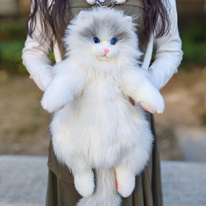 Realistic Ragdoll Cat Plush Backpack, Cute Kitten Stuffed Doll Bag, Gift for Girls